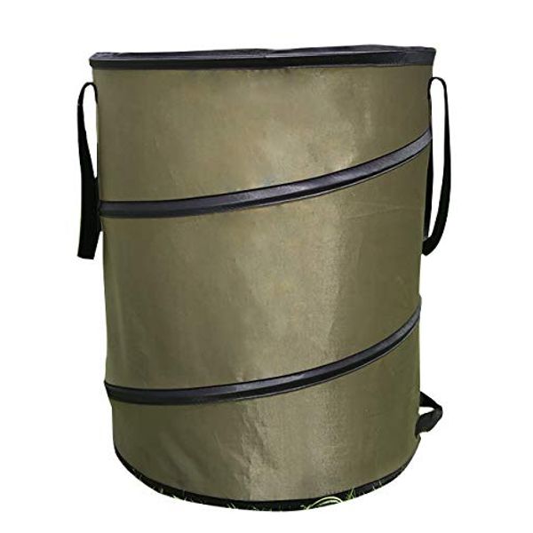 Rikopin Outdoor Trash Box, Garden Bucket, Freestanding, Trash Can, Firewood, 13.8 fl oz (37.8 L), Leaf Bag, Harvest Bag, Laundry Basket (S Size-Khaki)