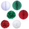 Kungfu Mall 18PCS Christmas Decoration Honeycomb Balls Pompoms Flower Balls Tissue Paper Pom Poms for Christmas Party Supplies Xmas Hanging Accessory