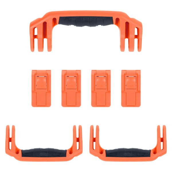 Pelican 1607 Replacement Handle & Latch Set by ColorCase - Orange Handles & Push Button Latches
