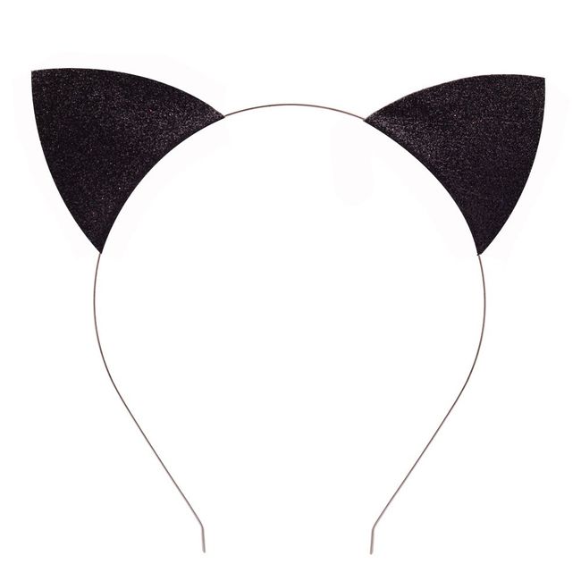 Merroyal Glitter Cat Ears Headband Halloween Fancy Dress Cat Woman Hairband Cosplay (Black)