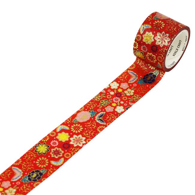 World Craft YZ-MT30-001 WRC Masking Tape, Yuzen, Width 1.2 inches (30 mm) x 16.4 ft (5 m), Hana