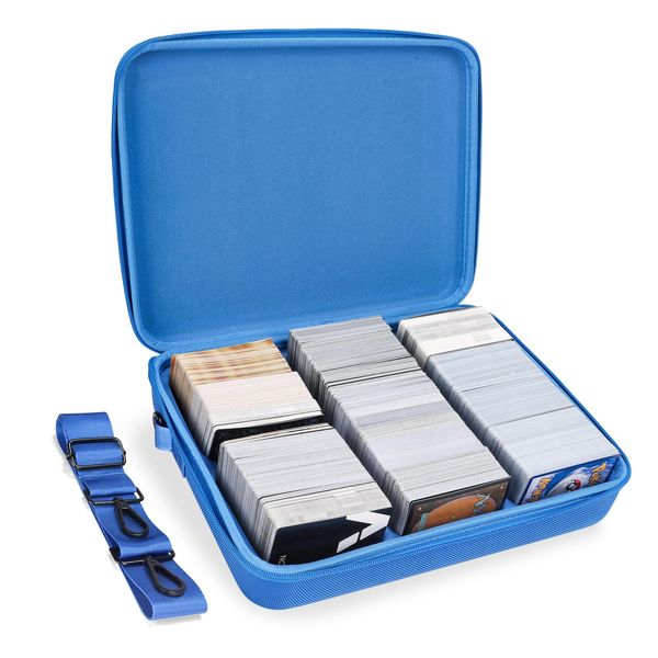 Mumlicha Trading Card Case Storage for 2200+ Cards, MTG Card Storage Box Fit for TCG, Magic Commander, Against Humanity, Yugioh Cards, Sports Card Storage Box (Blue)