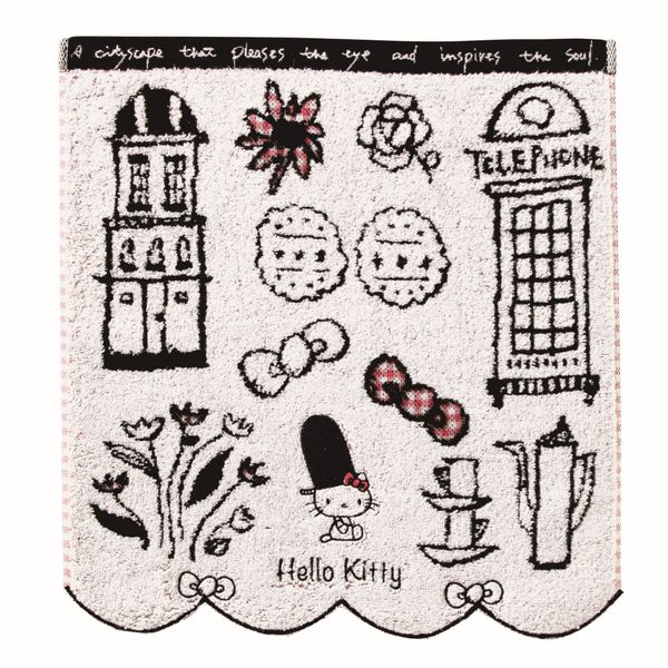 Marushin 3005040600 Sanrio Hello Kitty Hand Towel, 13.4 x 14.2 inches (34 x 36 cm), Around the City, 100% Cotton