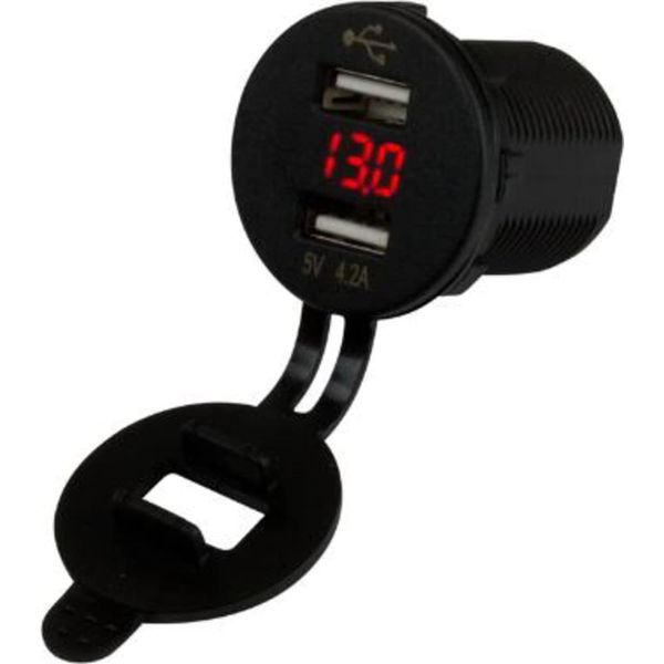 Sea-Dog 426517-1 Round Dual USB Socket/Voltmeter with Hidden Display