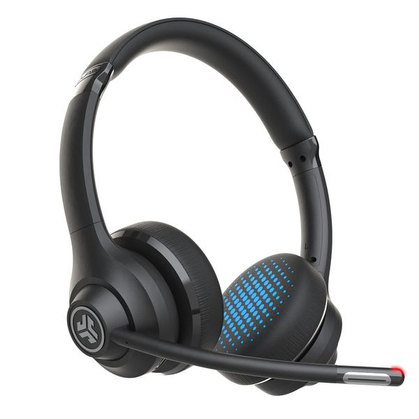 JLab Go Work Wireless Headset mit Mikrofon: 45+ Std. Wiedergabezeit, Kopfhörer mit Mikrofon und Multipoint-Verbindung, Kabellos oder mit Kabel für PC & Handy - Bluetooth-Headset PC für Laptop Büro