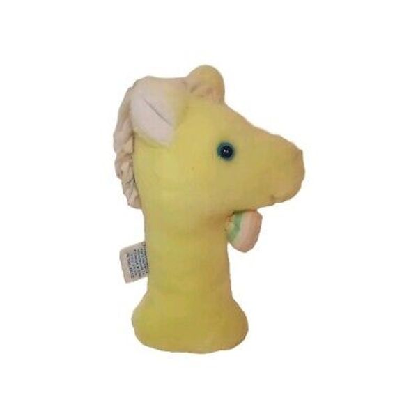 Vintage Eden Giraffe Baby Rattle Grab Plush 7" Stuffed Animal Toy Yellow White