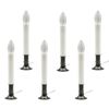 Electric Window Candle Lamp with Pewter Plated Base, Dusk to Dawn Sensor- 6 Pack