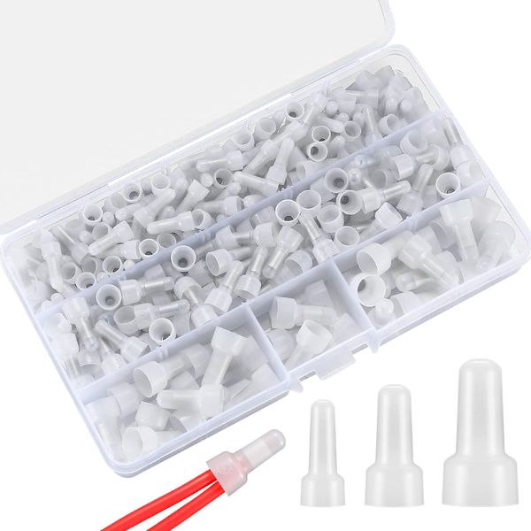 woshilaoDS 250 Pcs Closed End Crimp Connectors, 22-16/16-14/12-10 AWG Gauge Nylon Insulated Closed End Wire Crimp Cap Wire Connectors, Crimp Cap Terminals Connectors, (CE1, CE2, CE5 Kit)