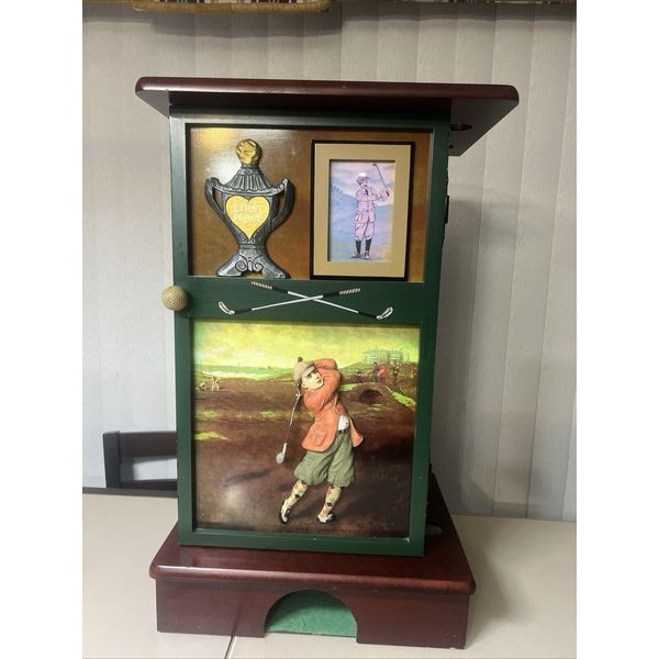 Golf Accent Cabinet End Table Side Table with Built in Putting Hole Club Holders