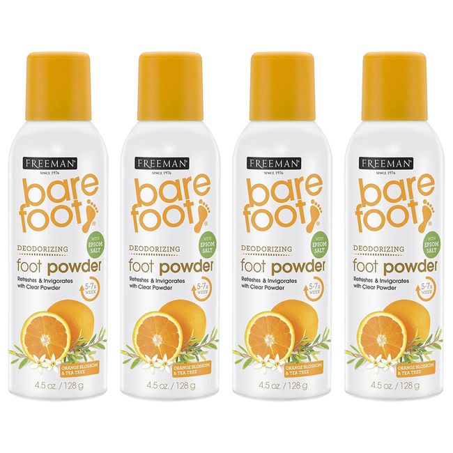 Pack of (4) New Freeman Bare Foot Powder Deodorizing Spray 4.5 Ounce (133ml)