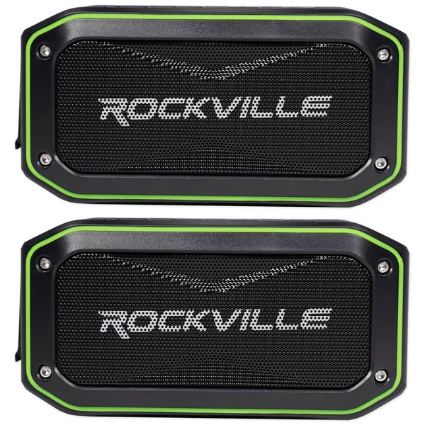(2) Rockville ROCK ANYWHERE WaterProof Portable Bluetooth Speakers+TWS Linking