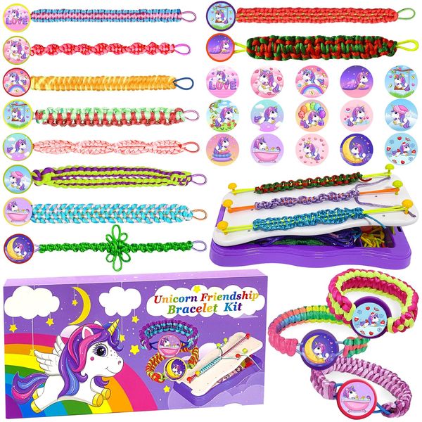 Friendship Bracelet Making Kit,String Bracelets Maker Arts and Craft for Girls,Birthday Gifts Ideas Christmas Stocking Stuffers Gifts for Girls (Purple Unicorn)