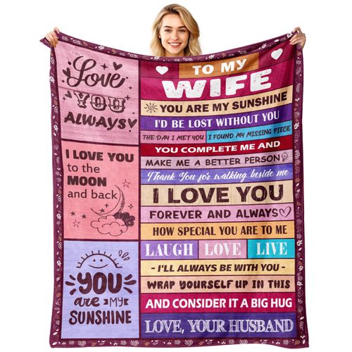 Gifts for Wife - Anniversary Wedding Gifts for Women - Mothers Day | Birthday Gifts for Wife from Husbend - To My Wifey Blanket - Christmas Valentines Day Gifts for Her - Throw Blanket 50"x60"