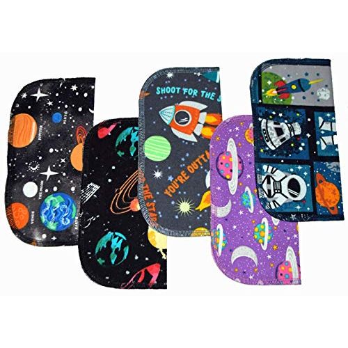 1 Ply Printed Flannel 8x8 Inches Little Wipes Set of 5 Out Of This World