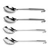 Chef-Hub Professional Serving Spoons with Hook Handles, 16 Inch, Set of 4, Silver, Solid & Perforated, Kitchen and Servingware, Spoon Set