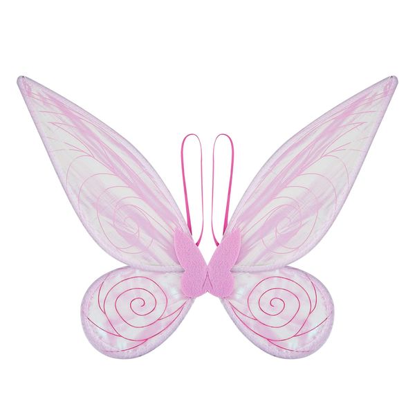 Aunaeyw Feenflügel verkleiden sich für Mädchen, weiß, funkelnde, durchsichtige Flügel, Schmetterling, Fee, Halloween-Kostüm, Engelsflügel für Kinder und Erwachsene (rosa Feenflügel)
