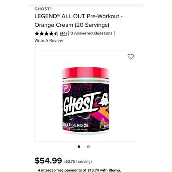 Ghost All Out Orange Cream Pre Workout New 20 Servings 🇺🇸