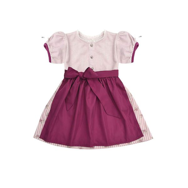 Mogo Baby - Mädchen Baby-Dirndl rosa mit Schürze weinrot, ROSA, 62/68