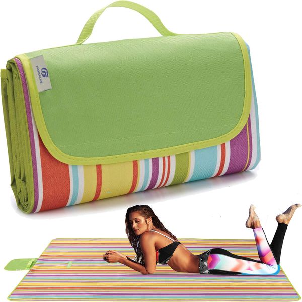 Beach Blanket Extra Large Picnic Blanket Outdoor Blanket Waterproof Sand Free Oversized Camping Mat Foldable Portable Handy Tote for Travel Sports Home Yoga Park Grass Lawn