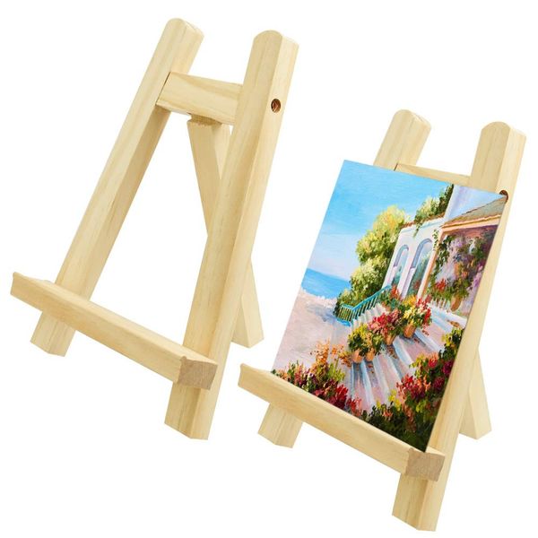 TANCUDER 2 PCS Wooden Easel Table Top Mini Wood Artist A-Frame Easel Calendar Display Stand Small Art Desktop Easel Stands Frames for Artist Displaying Painting Drawing Card Craft Photos, 15 x 20cm