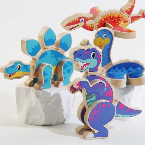 JugueteLand Magnetic Dinosaur Building Block Toy,Wooden Take Apart Playset,Kids Assembly 3D Puzzle Toy,STEM Montessori Educational Learning Fine Motor Skill Toy,Gift for 3 4 5 6 Years Kids