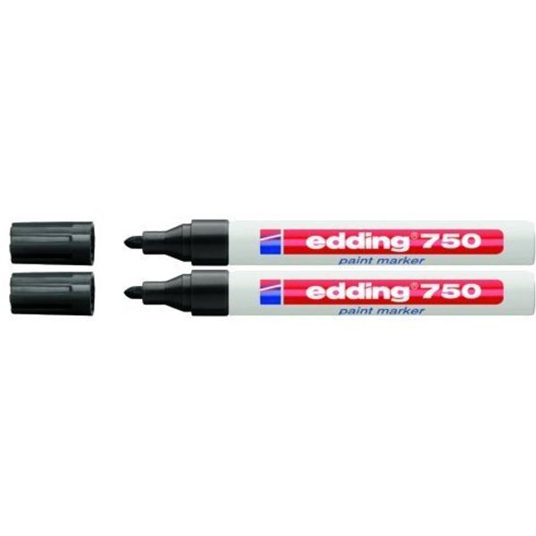 edding Lackmarker 750 Industrie, 2-4 mm (2er Pack, Schwarz)