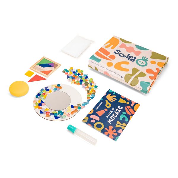 Sculpd Kids Mosaic Kit, Painting Craft Set for Kids Age 4-6, Pottery, Includes Mosaic Tiles, 1 Tangram Tile Game, 2 Bags of Plaster, Additional Crafting Supplies & 1 Mirror, Montessori Education