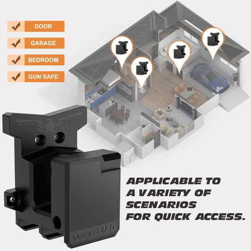 Gun Wall Mount, AR10 Rifle Wall Rack Mount with Strong and Solid PA Material, Load Bearing Capacity 300Lbs of Tension for 308/7.62 Rifle, AR Wall Mount with Double PMAG Holder