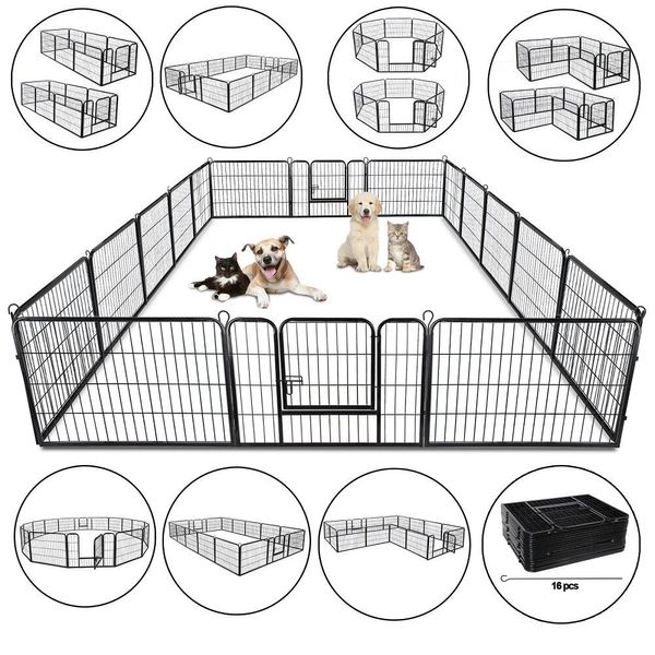 Foldable Pet Playpen 24" Tall 16 Panel Heavy Duty DIY Dog Exercise Pen Fence