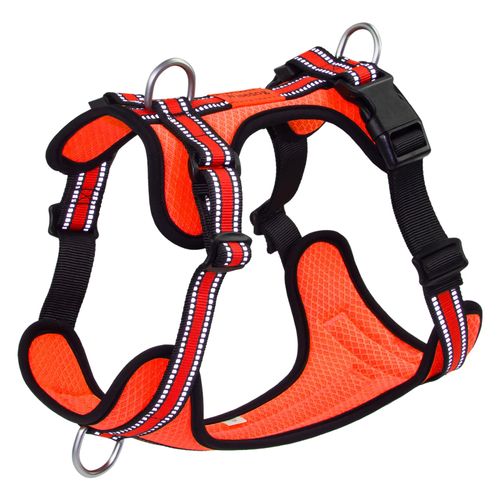 Wisedog Ajustable Mesh Breathable Dog Harness - Reflective Webbing, Lightweight No Pull Harness with 3 Fast-Release Buckles for Dogs Walking, Running and Outdoor Adventures, Orange S