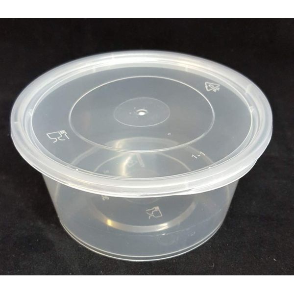 UK.PLASTICS 50 x Round Plastic Food Grade Storage Containers with Lids - 300ml