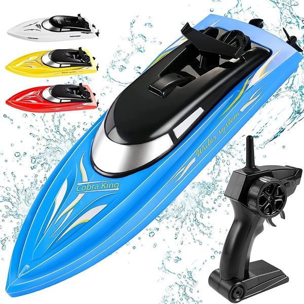 Wemfg RC Boat Remote Control Boats for Pools and Lakes, RH701 15km/h High Speed Mini Boat Toys for Kids Adults Boys Girls Blue