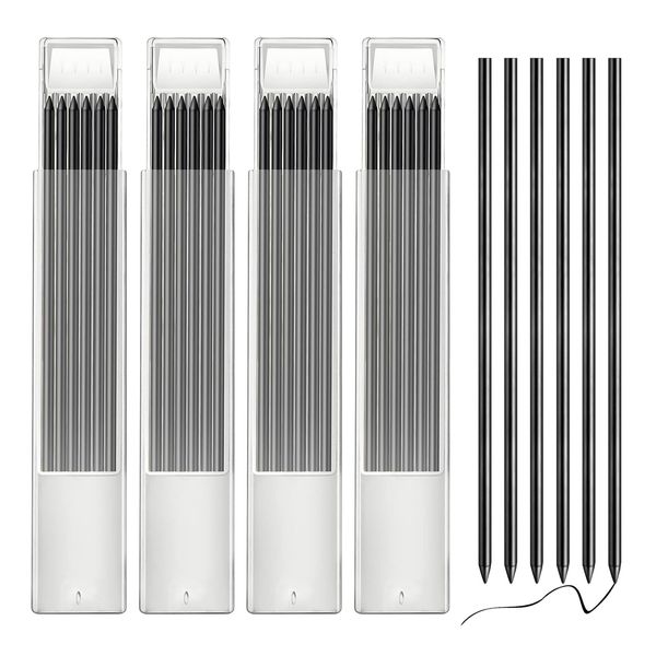 Redamancy 24 Pencil Refills, 2.8 mm Black, Solid Carpenters Pencil Replacements for Architect & Joiners