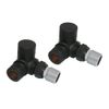 NRG Black Towel Rail Corner lockshield Radiator Valve One Pair