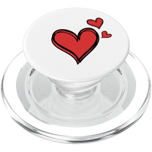 Minimalistic Red Heart Shape White Background Cute Heart PopSockets MagSafe PopGrip for iPhone