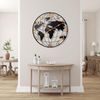 Large World Map Wall Clock, Metal Minimalist Modern Clock,Round Silent Non-Ticki