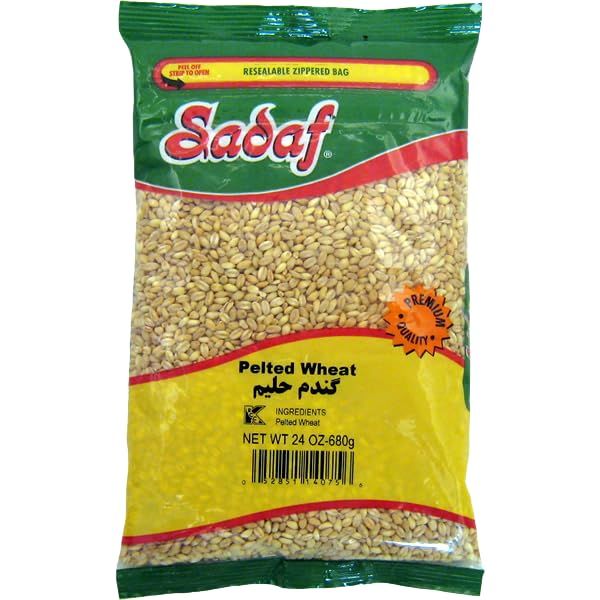 Sadaf Wheat Pelted - Wheat Berries for Cooking and Food Flavoring - Vegan Recipes - Trigo en Grano - Middle Eastern Cuisine - Kosher - 24 oz Resealable Bag