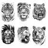 6 Pcs Lion Temporary Tattoo Stickers Tiger Face Fake Tattoo Stickers Body Art Tattoos For Men Women