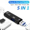 5 in 1 Multifunction Card Reader Compatible with Micromax Dual 5 for Backup Expansion USB Type-C/MicroUSB/Tf/USB 2.0/ SD Card Reader (White)