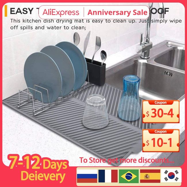 2 PC Kitchen Sink Mat Non-Slip Rubber Drain Pad Protector Food Drainer 10 x 12