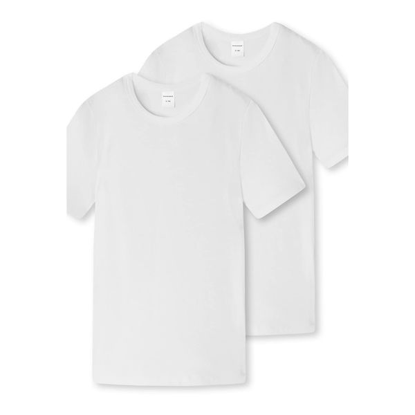 Schiesser Jungen 2 Pack Unterhemd Mit Arm Unterziehshirt - 95/5 Organic Bio Baumwolle Größe 140 Bis 176 Unterwäsche, Weiss_173540, 140 EU