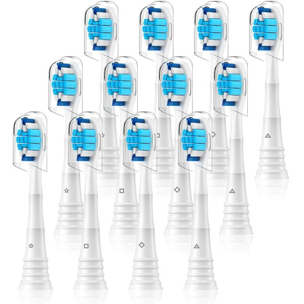 Jarubekil Toothbrush Heads Compatible with Philips Sonicare Electric Toothbrushes 7900/4300/9000/3100/4100/5100 Series, (White, 12)