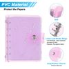 PATIKIL A7 Clear Binder Cover, Soft PVC Loose Leaf Binder Protector Refillable Notebook Shell with Snap Button Closure for DIY Meeting Notebook Folder, Purple