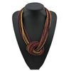 Bocar Seed Beads Multilayer Chunky Bib Statement Knot Necklace (NK-10316-wine)
