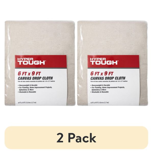 (2 pack) Canvas Drop Cloth, 6' x 9'