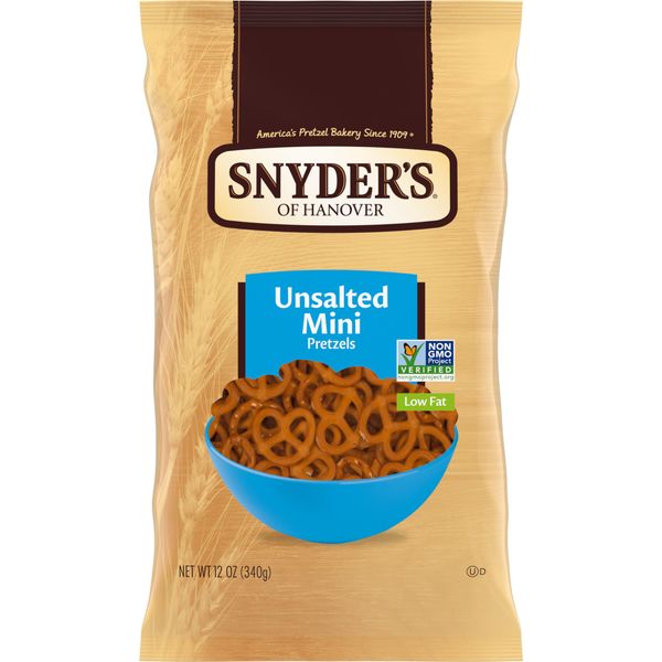 Snyder's of Hanover, Unsalted Mini Pretzels, 12 Oz Bag