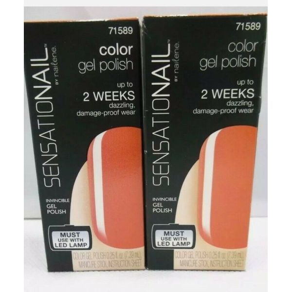 2 pack Nailene Sensationail Finger Nail Color Gel Polish 71589 Coral Sunset