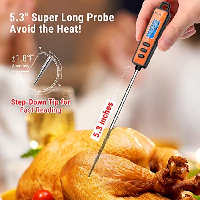 Flamen Meat Thermometer, Food Thermometer with Backlight, Waterproof  Instant Read Digital Meat Thermometer for Kitchen, Deep Frying, Baking,  Turkey