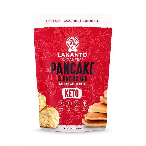 Lakanto Sugar Free Pancake and Baking Mix - Sweetened with Monk Fruit Sweetener, Keto, 7g of Protein, 1g Net Carbs, High in Fiber, Flapjack, Waffles, Biscuits, Easy to Make Breakfast (1 Lb)