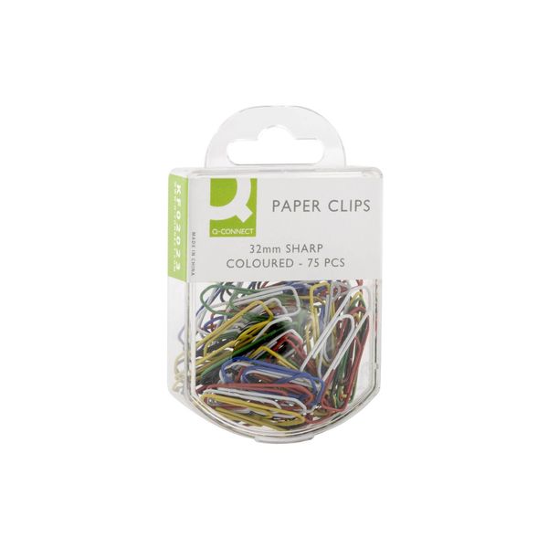 Q-Connect Coloured KF02023 Paper Clips 32 mm Spitz